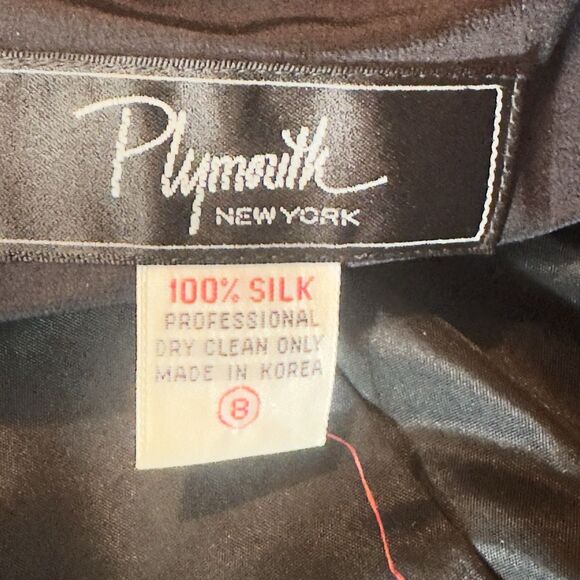 Plymouth Black & Yellow Checkered Statement Tailored Vintage Silk Blazer Size 8 - Picture 12 of 12